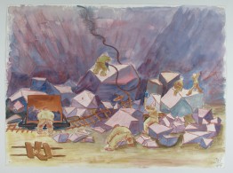 Gemälde Erwin Birnmeyers: Gefangene arbeiten in einem Steinbruch