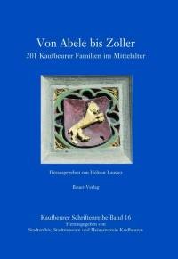 Blaues Buch mit dem Titel: &quot;Von Abele bis Zoller&quot;. Auf dem Cover ist ein Wappen mit einem goldenen Löwen.