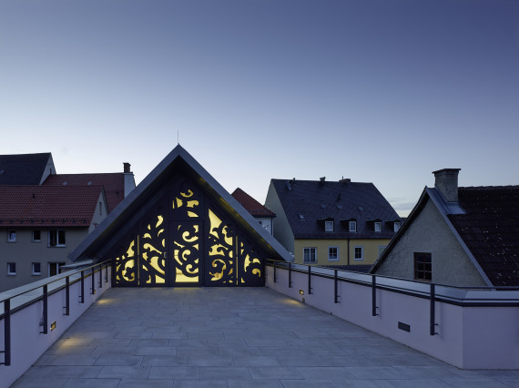 Blick auf die Dachterrasse des Stadtmuseums, D&auml;cher Kaufbeuren Altstadt